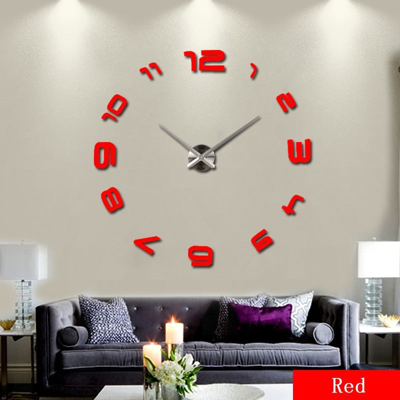 Oversized Acrylic Mirror Wall Clock Modern Art Living Room Decor