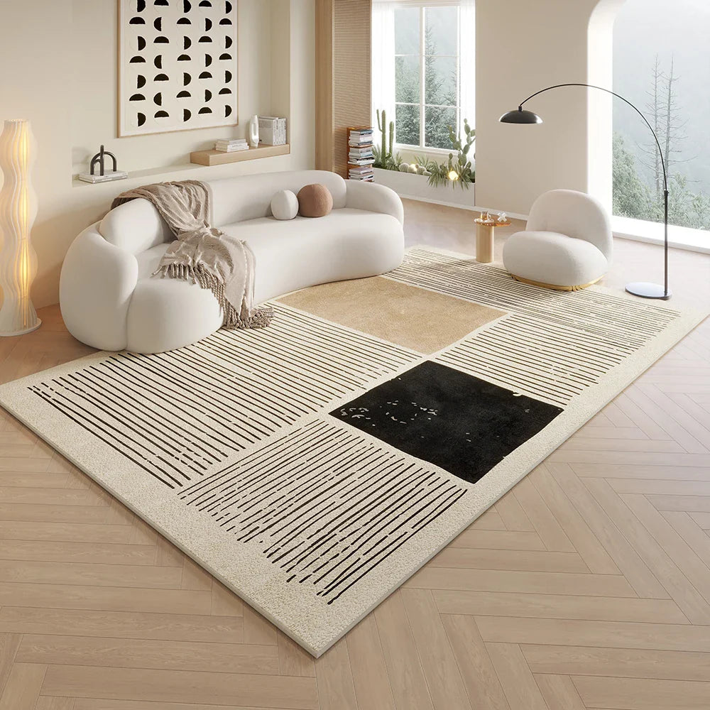 Cream Style Living Room Floor Mat Anti Slip Large Carpet