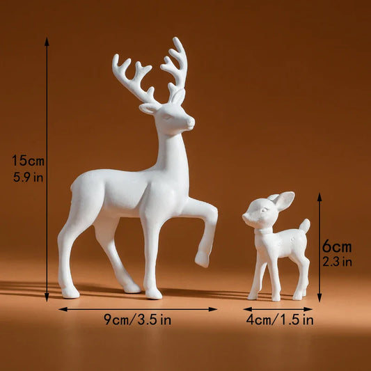 Cute Mother Deer Figurine Kawaii Miniature Kids Room Decor Sculpture