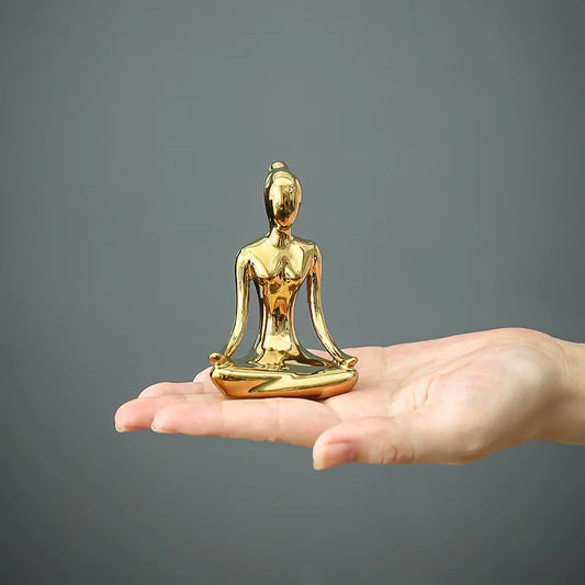 Abstract Ceramic Yoga Poses Figurine Porcelain Lady Statue Home Decor