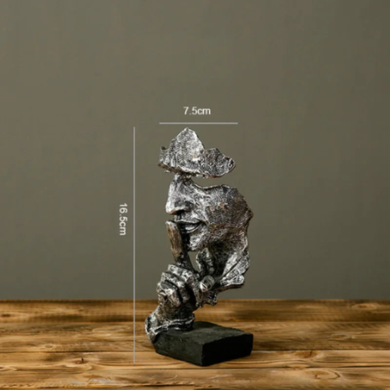 Abstract Silence Is Gold Resin Figurine Hand Face Statue Decor