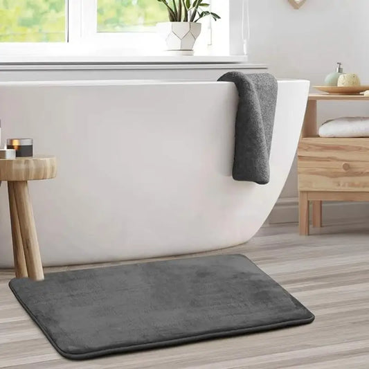 Solid Color Coral Velvet Bathroom Floor Mat Absorbent Non Slip