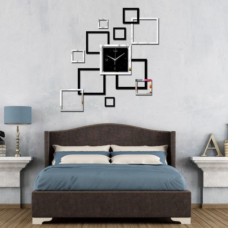 Modern Large Acrylic Mirror Wall Clock 3D Stickers Quartz Decor