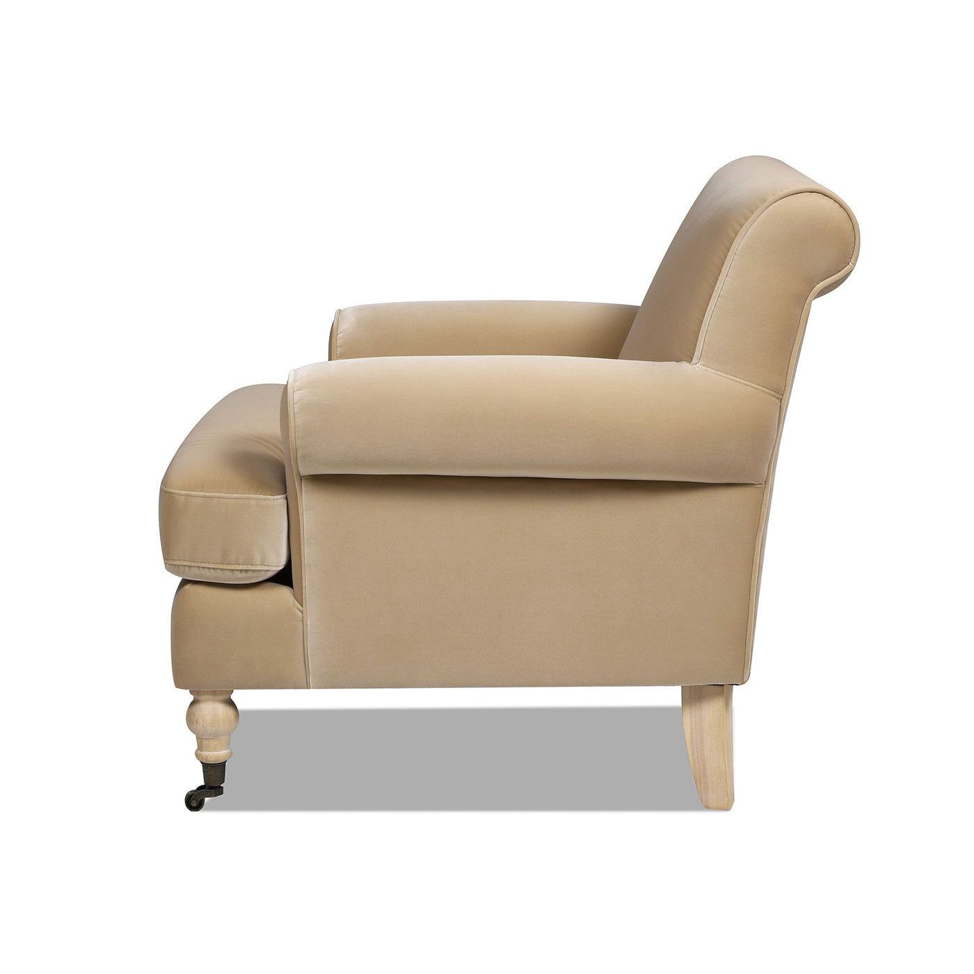 38' Lawson Accent Arm Chair Metal Casters, Fawn Brown Performance Velvet