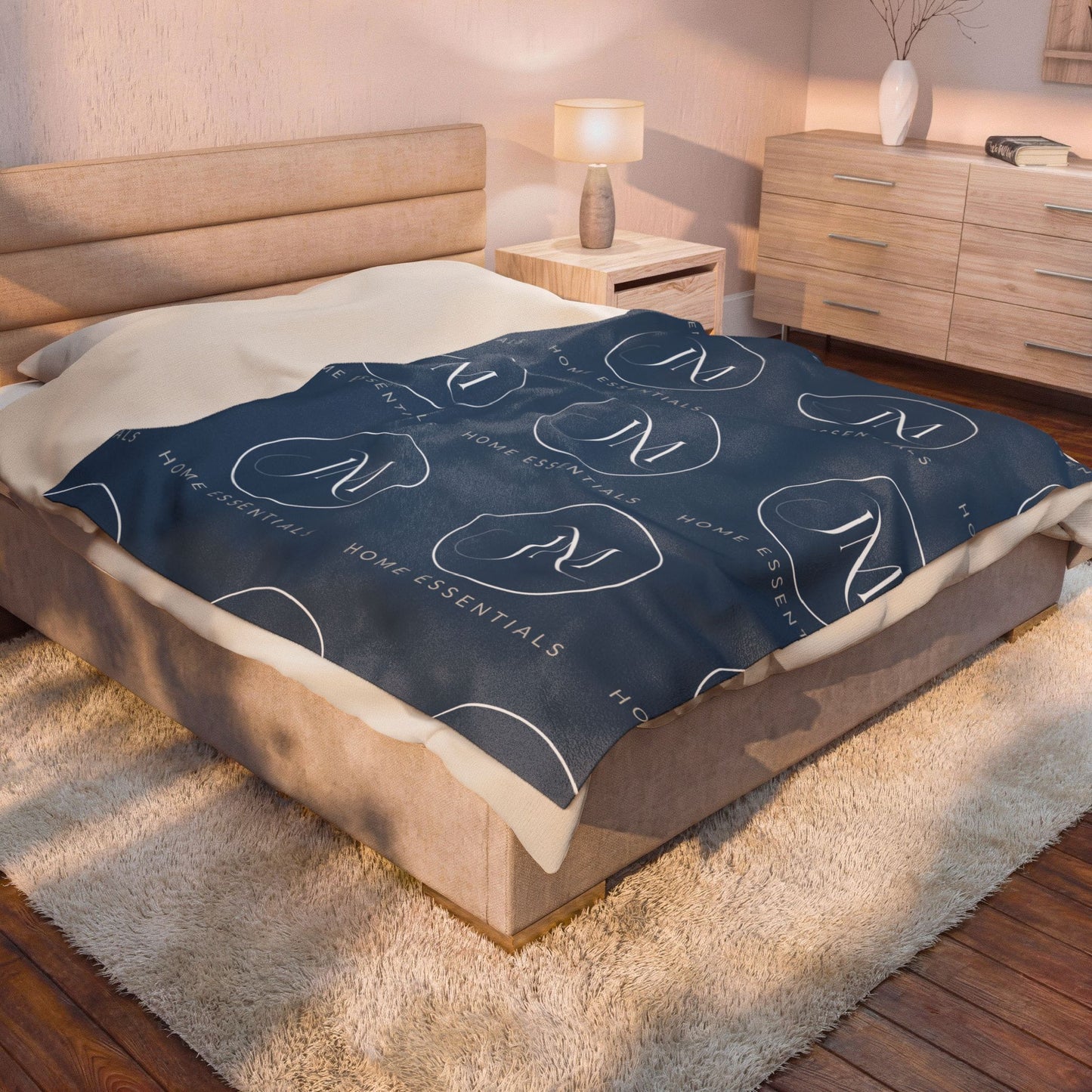 JM Home Essentials Logo Throw Plush Velveteen Blanket