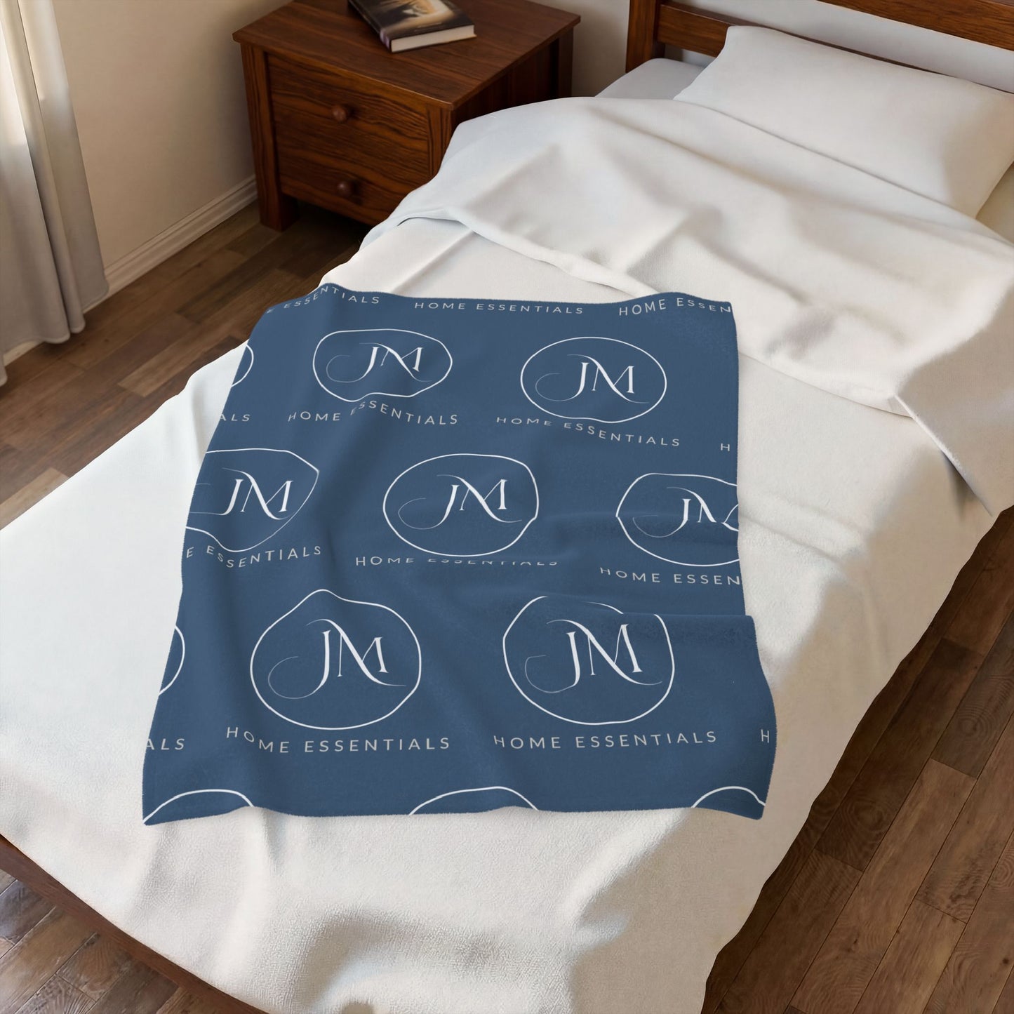 JM Home Essentials Logo Throw Plush Velveteen Blanket