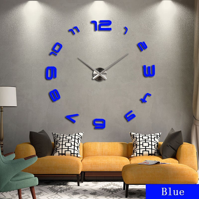 Oversized Acrylic Mirror Wall Clock Modern Art Living Room Decor