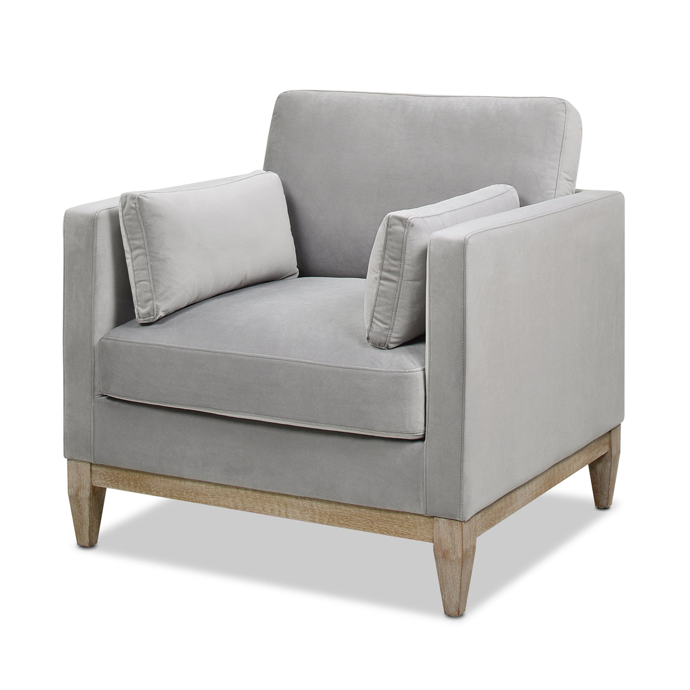 36' Modern Farmhouse Arm Chair, Opal Grey Velvet