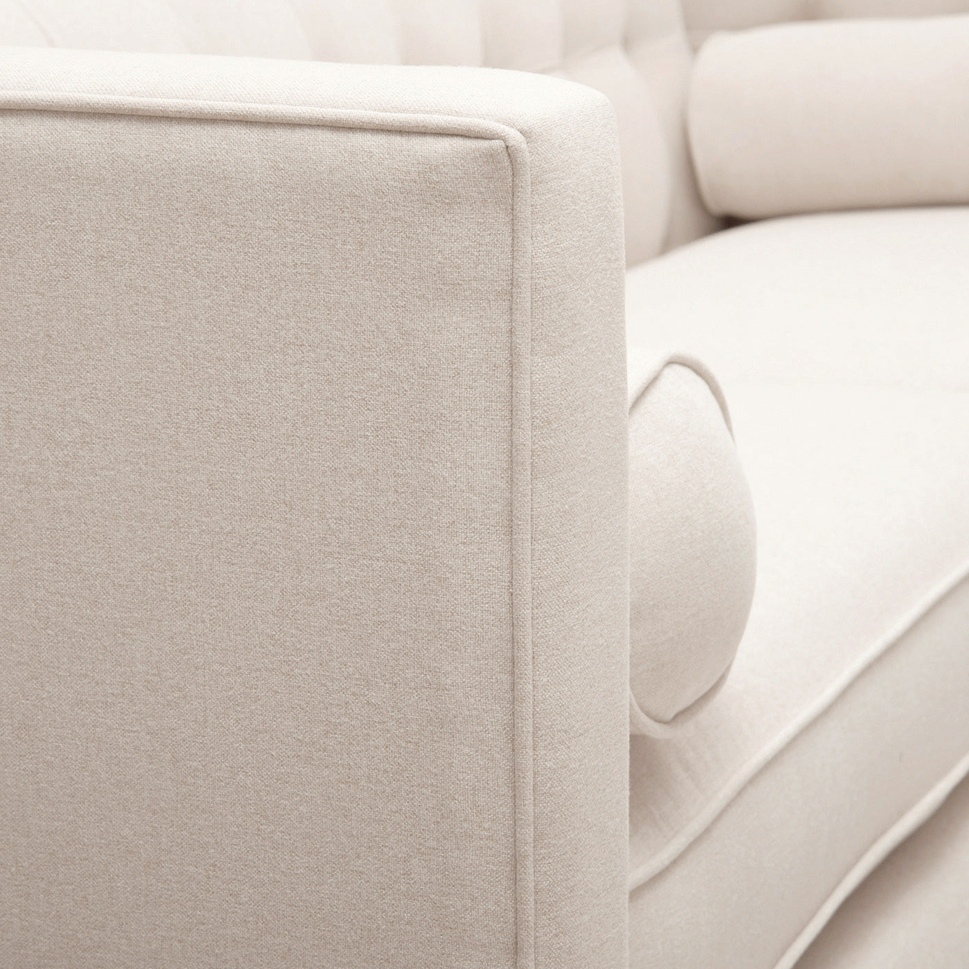 84' Modern Tuxedo Tufted Sofa, Sky Neutral Beige Polyester