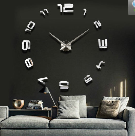 Oversized Acrylic Mirror Wall Clock Modern Art Living Room Decor
