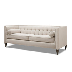 84' Modern Tuxedo Tufted Sofa, Sky Neutral Beige Polyester
