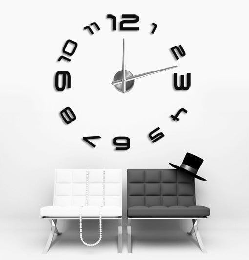 Oversized Acrylic Mirror Wall Clock Modern Art Living Room Decor