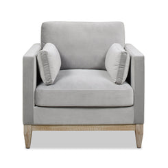 36' Modern Farmhouse Arm Chair, Opal Grey Velvet