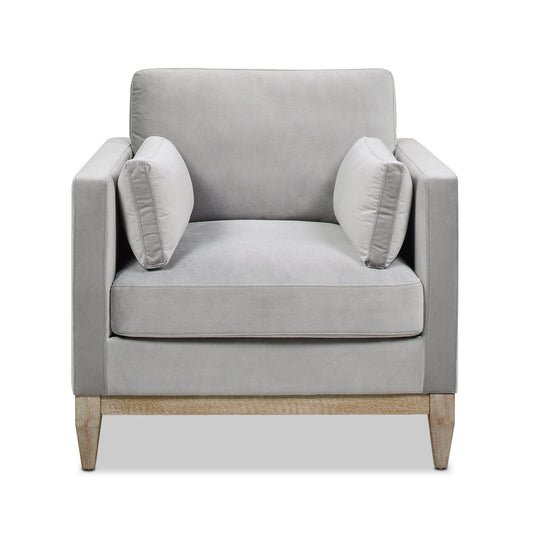 36' Modern Farmhouse Arm Chair, Opal Grey Velvet