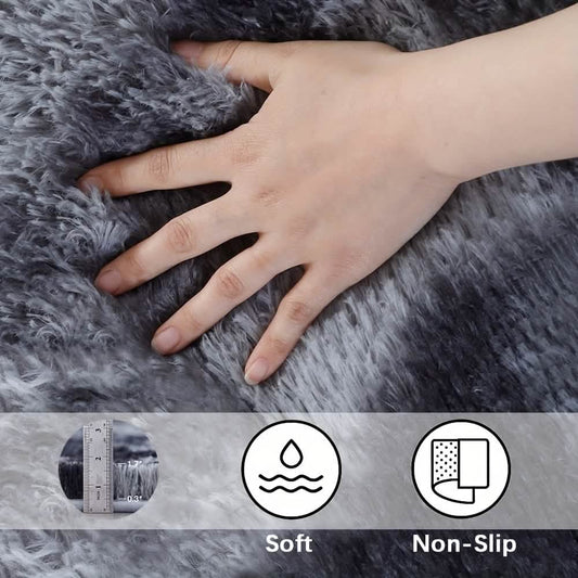 Light Gray Shaggy Area Rug – Soft Plush Indoor Carpet