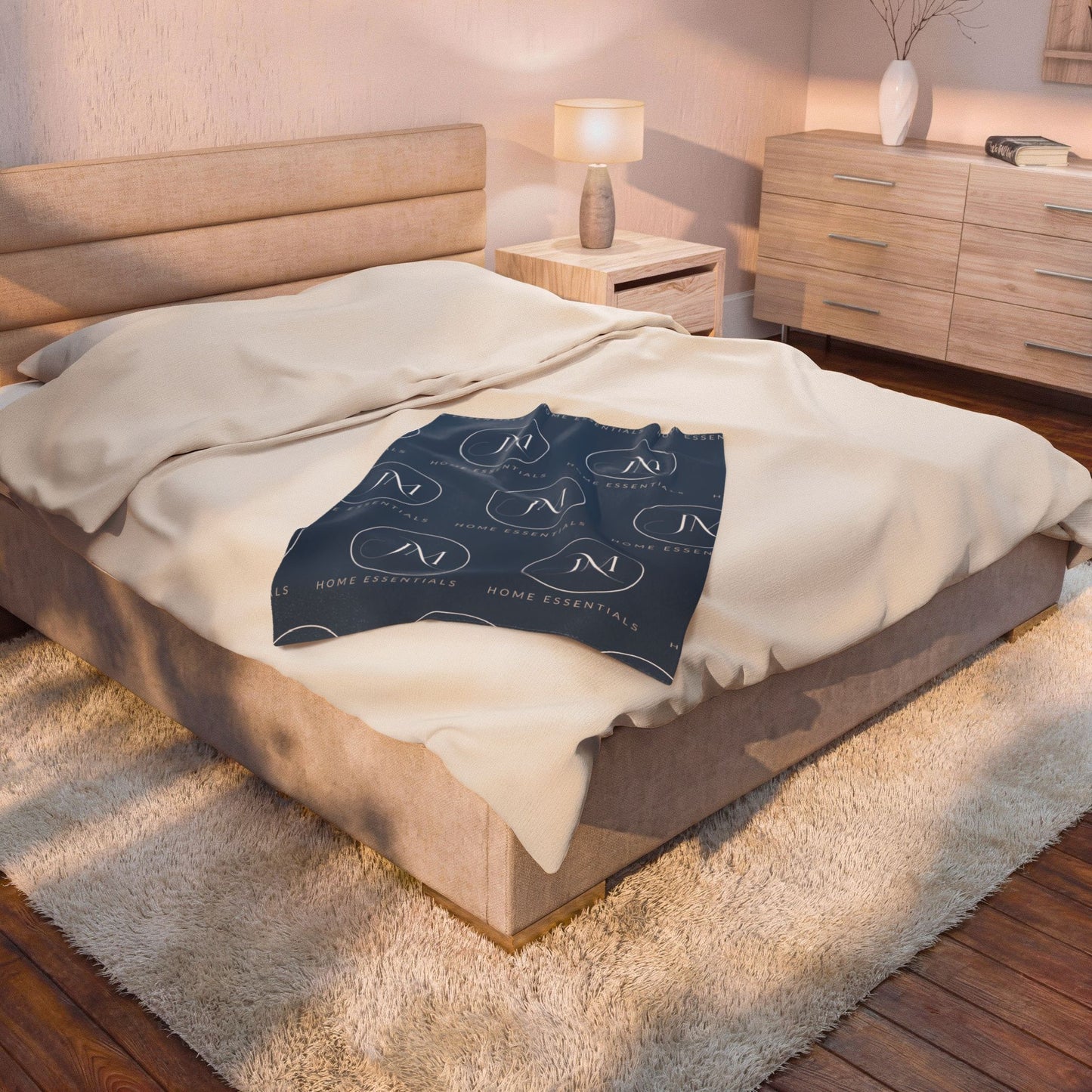 JM Home Essentials Logo Throw Plush Velveteen Blanket
