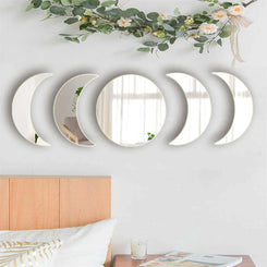 5PCS Moon Phase Acrylic Mirror Wall Sticker Home Decor