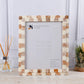 Picture Frame Scalloped Art Collection Bone Inlay Brown White 3 Sizes