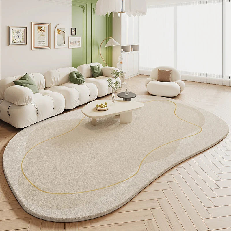 Green Plush Irregular Carpet Living Room Bedroom Floor Mat Decor