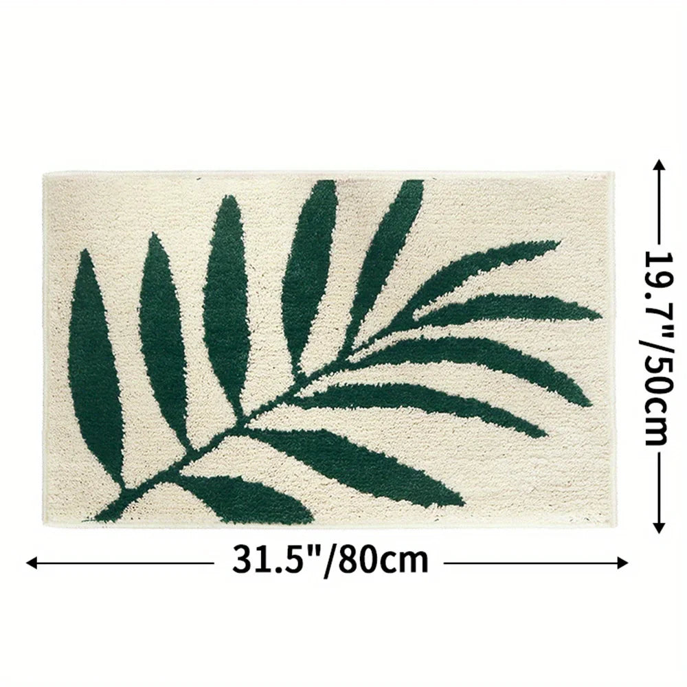 Green Leaf Carpet Soft Absorbent Bathroom Floor Mat Non Slip