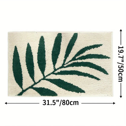 Green Leaf Carpet Soft Absorbent Bathroom Floor Mat Non Slip