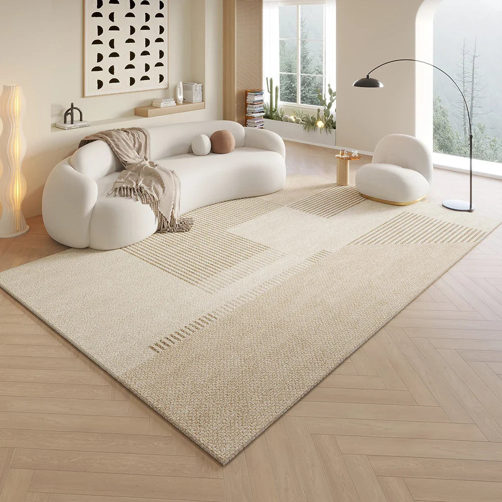 Cream Style Living Room Floor Mat Anti Slip Large Carpet