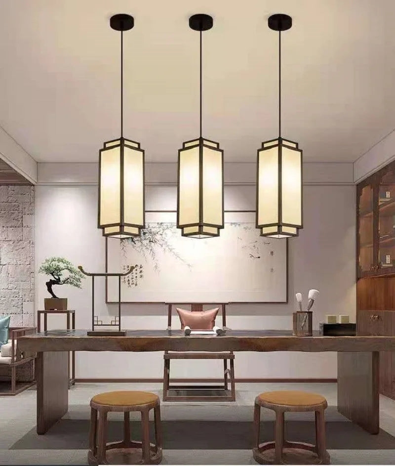 Chinese Fabric Pendant Light Modern Chandelier for Living Room