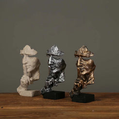 Abstract Silence Is Gold Resin Figurine Hand Face Statue Decor
