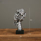 Abstract Silence Is Gold Resin Figurine Hand Face Statue Decor