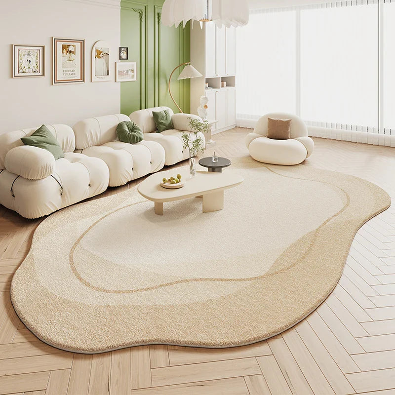 Green Plush Irregular Carpet Living Room Bedroom Floor Mat Decor