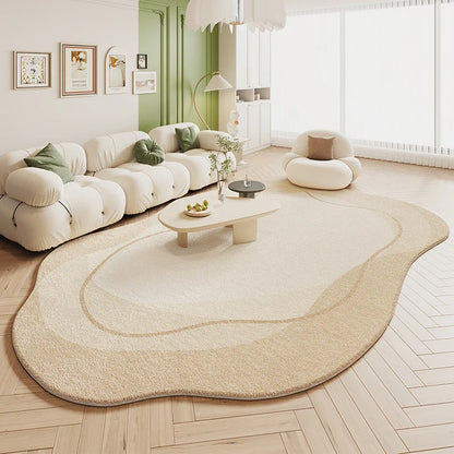 Green Plush Irregular Carpet Living Room Bedroom Floor Mat Decor