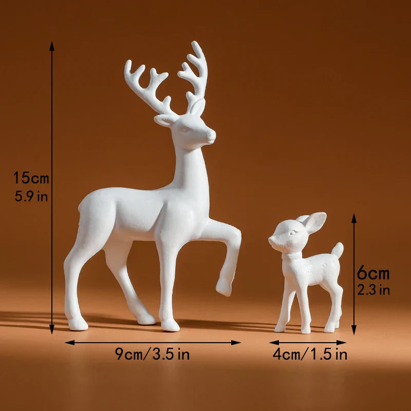 Cute Mother Deer Figurine Kawaii Miniature Kids Room Decor Sculpture