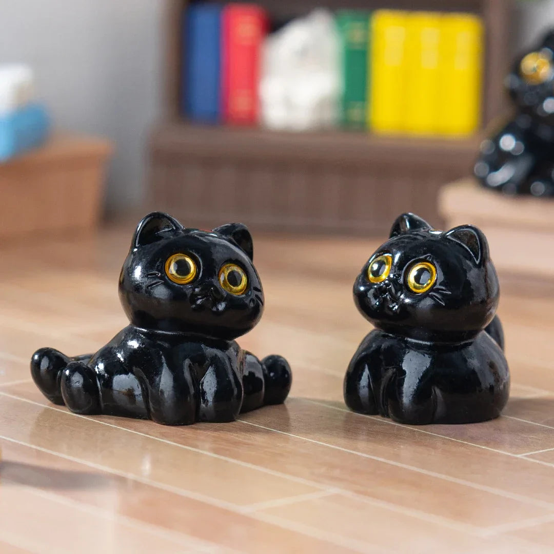 Black Cat Mini Figurines Cute Resin Kitten Desktop Decoration