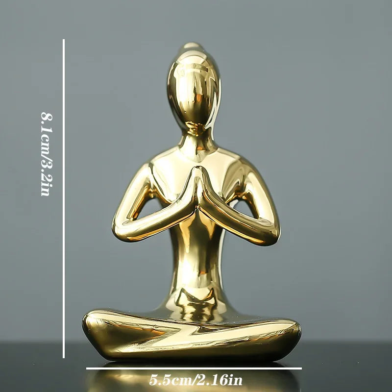 Abstract Ceramic Yoga Poses Figurine Porcelain Lady Statue Home Decor