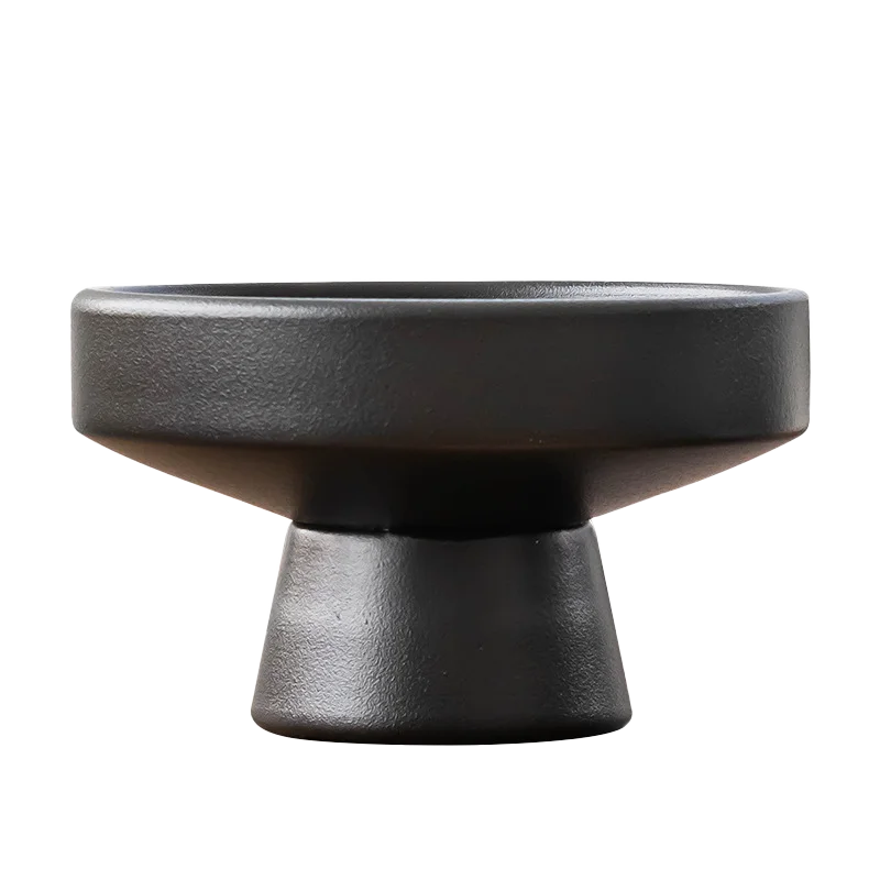 Retro Black Ceramic Vase Plant Flowerpot Tabletop Home Decor
