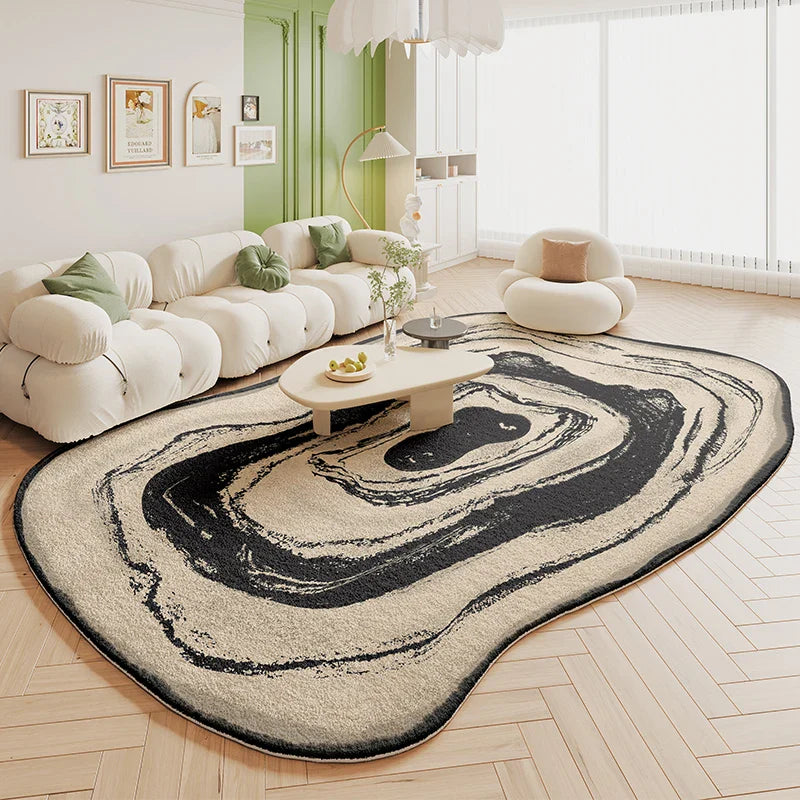 Green Plush Irregular Carpet Living Room Bedroom Floor Mat Decor