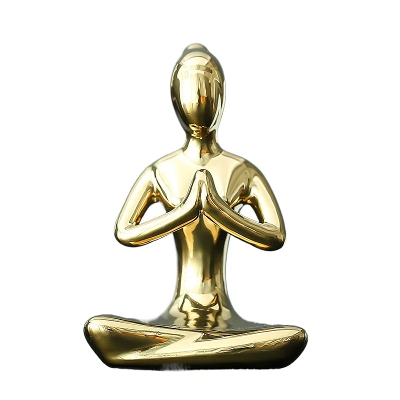 Abstract Ceramic Yoga Poses Figurine Porcelain Lady Statue Home Decor