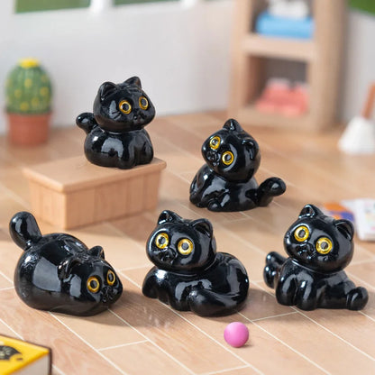 Black Cat Mini Figurines Cute Resin Kitten Desktop Decoration