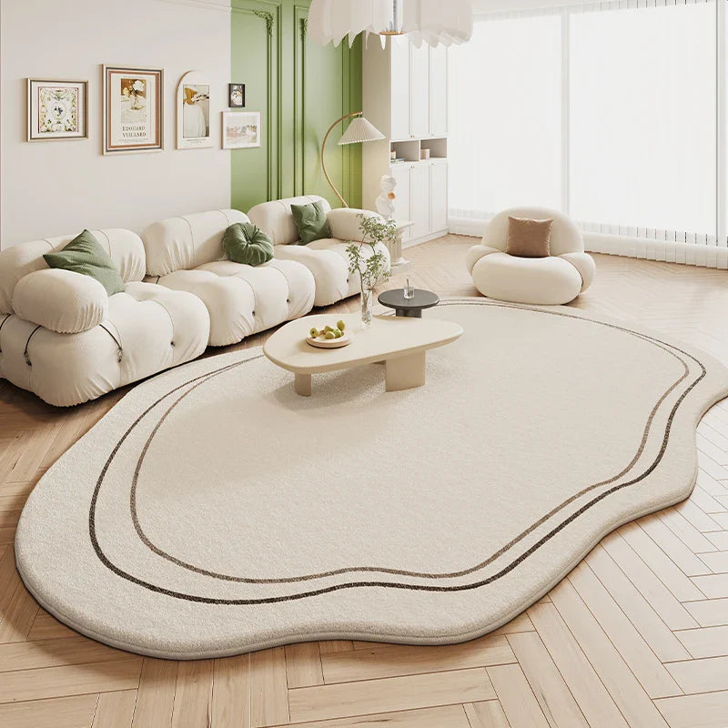 Green Plush Irregular Carpet Living Room Bedroom Floor Mat Decor