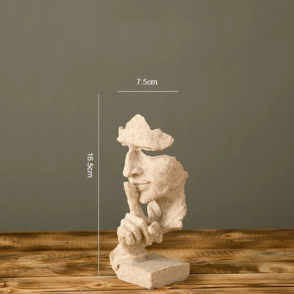 Abstract Silence Is Gold Resin Figurine Hand Face Statue Decor