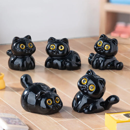 Black Cat Mini Figurines Cute Resin Kitten Desktop Decoration