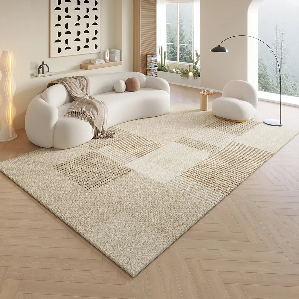 Cream Style Living Room Floor Mat Anti Slip Large Carpet