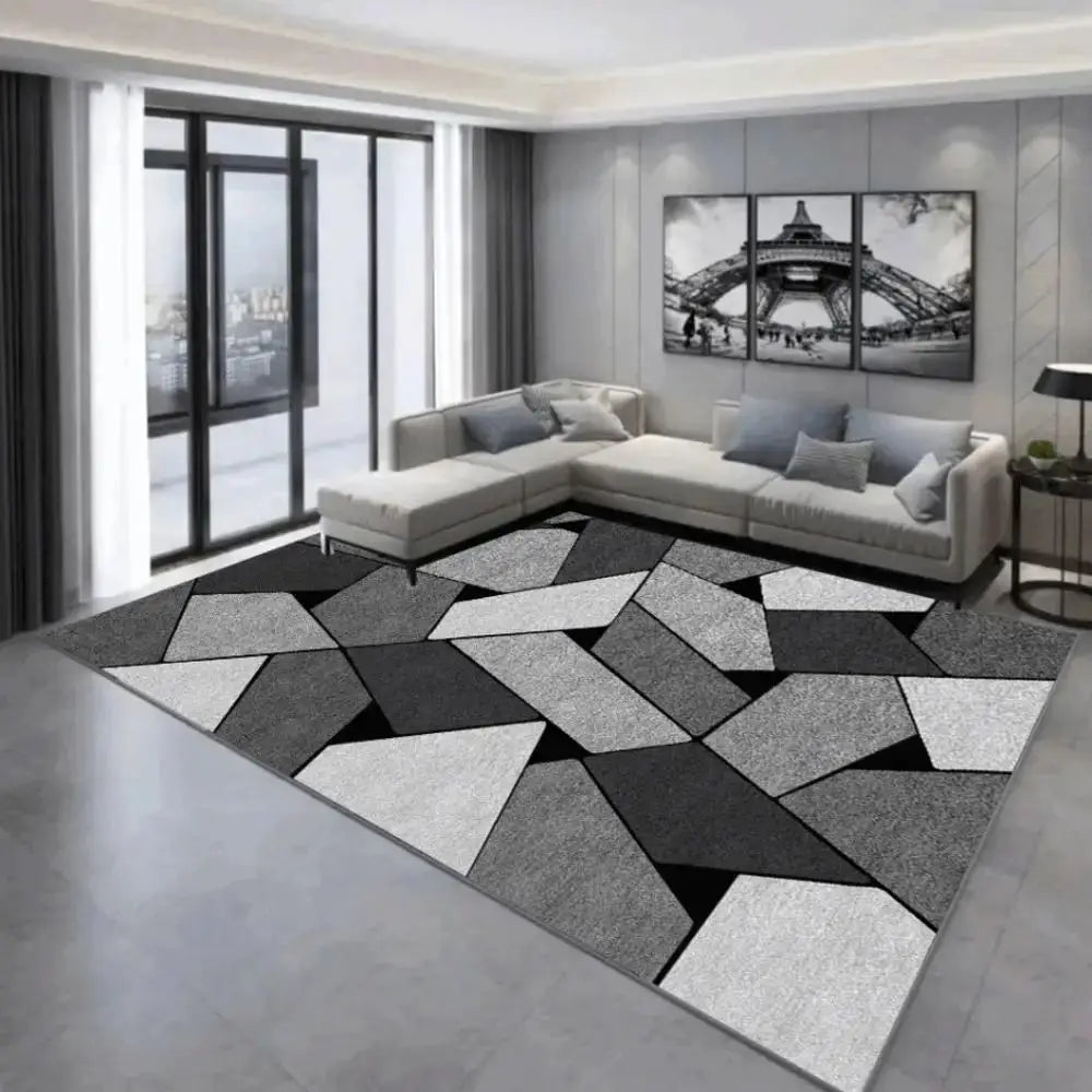 Modern Geometric Abstract Crystal Pile Carpet Washable Anti Slip