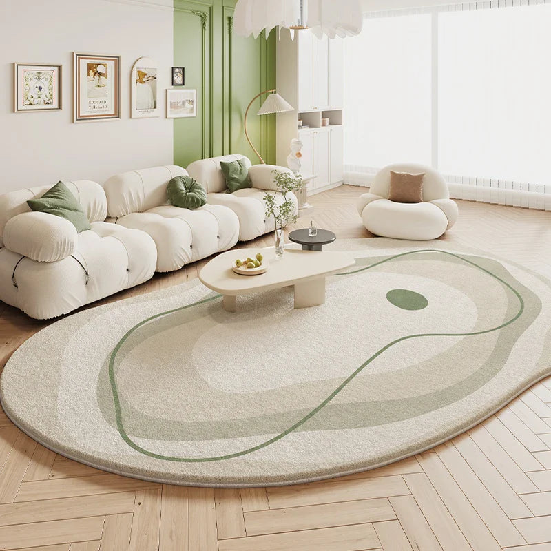 Green Plush Irregular Carpet Living Room Bedroom Floor Mat Decor