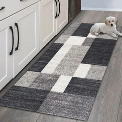 Non Slip Modern Geometric Runner Rug Easy Clean Kitchen Hallway