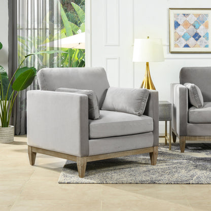 36' Modern Farmhouse Arm Chair, Opal Grey Velvet