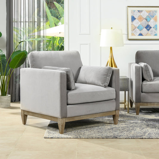 36' Modern Farmhouse Arm Chair, Opal Grey Velvet
