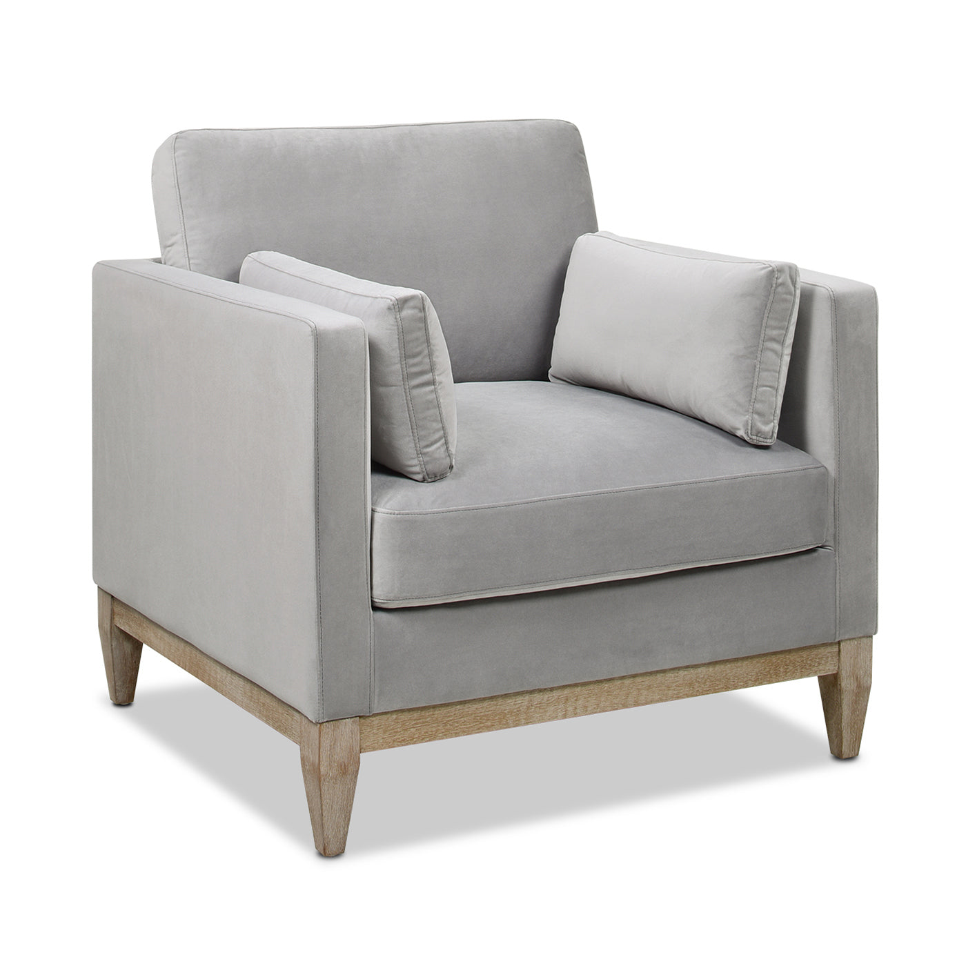 36' Modern Farmhouse Arm Chair, Opal Grey Velvet