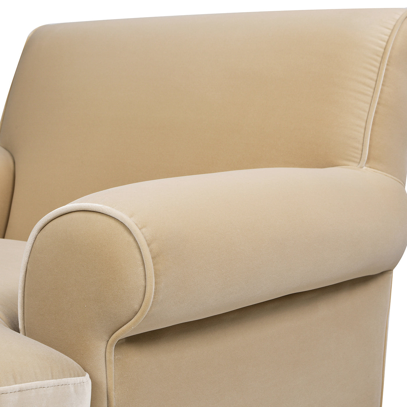 38' Lawson Accent Arm Chair Metal Casters, Fawn Brown Performance Velvet