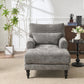Modern Grey Upholstered Chaise Lounge Sofa Recliner